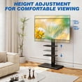 thumbnail image 3 of RTVR Universal Floor TV Stand with Swivel Mount & Power Strip for 32"-75" TVs up to 110 lbs, Height Adjustable 2 Shelves Black, 3 of 9