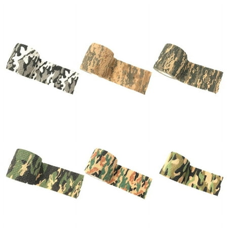 Farfi 6Pcs Self-adhesive Outdoor Stretch Camo Camouflage Tape Bandage Hunt Rifle Wrap