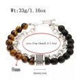 thumbnail image 2 of EOEMY 8mm Owl Buddha Beaded Natural Lava Stone Gold Silver Charm Fashion Men Bracelets-J003-2, 2 of 4