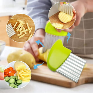Huji Home Products. Black Handled Stainless Steel Crinkle Cut Knife,Vegetable  Potato Crinkle Cutter,Garnish Cutter,French Fry Slicer,Cutting Tool