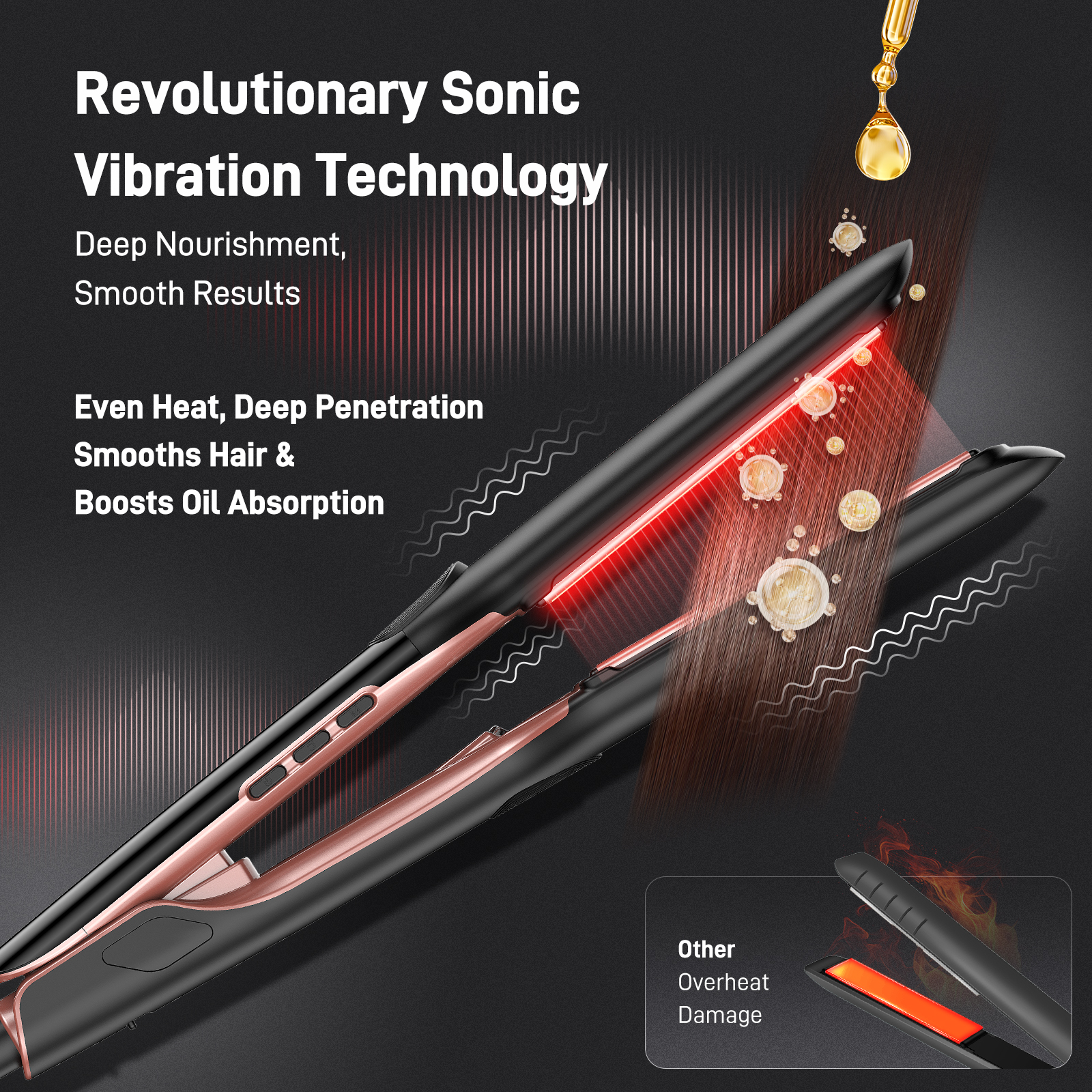 RACCOMB 1.75" Infrared Vibrating Hair Straightener photo 3