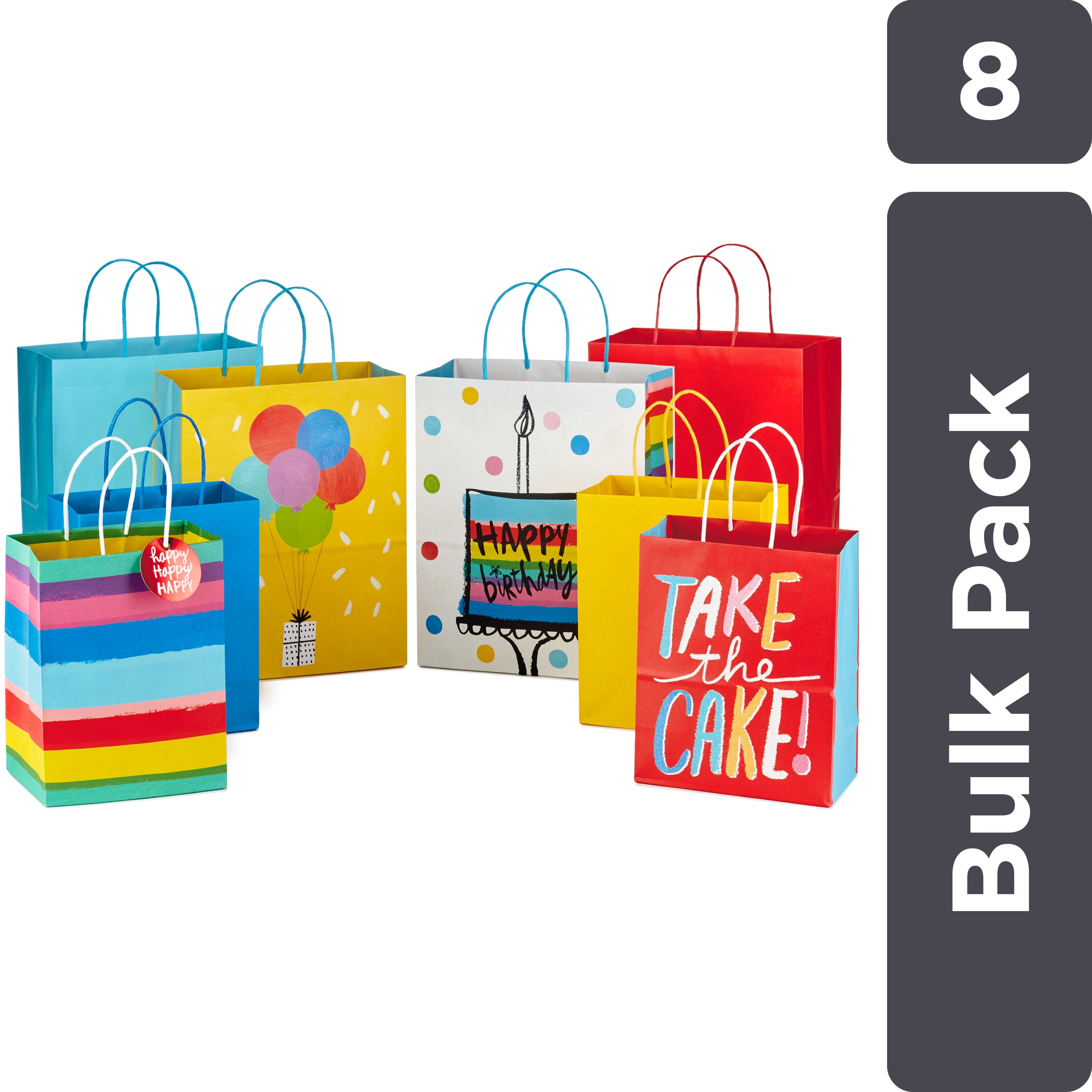 Hallmark 9' Medium and 13' Large Gift Bags Assortment (Pack of 8; 4 Large and 4 Medium) for Birthdays, Baby Showers or Any Occasion