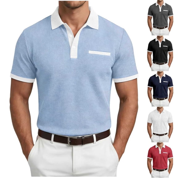 Cllios Mens Waffle T Shirts Casual Short Sleeve Tees Loose Fit Round Neck Tops Basic Workout Sport Solid Color Shirts S-3XL