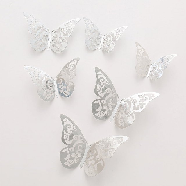 Pegatinas de pared con simulación de mariposa en estéreo 3D, decoración de pared para sala de estar, pegatinas huecas, diseño de festival, pegatinas creativas de dibujos animados