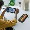 thumbnail image 5 of Vibrant Painting Colorful Waves Dynamic, Carrying Case For Nintendo Switch & OLED Version, Eva Pouch Case for Console & Accessories with 10 Game Card Slot & Wristband, Black, 5 of 6