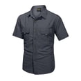 thumbnail image 3 of Men's Outdoor Work Short Sleeve Cargo Shirts UPF 50 Sun Protection Cooling Quick Dry Breathable Lapel Collar Button Down Dual Pocket Tactical Tops for Fishing Hiking Camping Tactical, 3 of 8