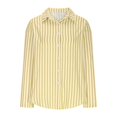 thumbnail image 4 of Clearance Dress Shirts for Women Trendy Long Sleeve Striped Lapel Collar Button Down Tunic Blouses with Side Split (2XL, Yellow), 4 of 7