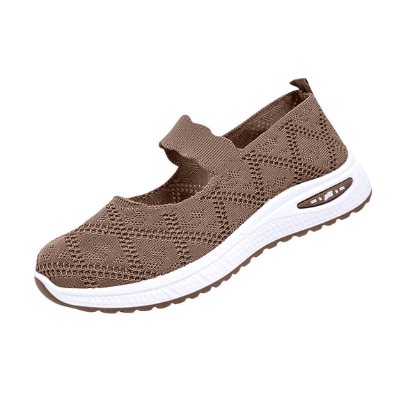 UDAUDU Orthopedic Shoes for Women Arch Support Slip on Non Slip Work Shoes Wide Mesh Stretch Hiking Shoes Soft 2026 Orthopedic Shoes Brown 7.5 Wide