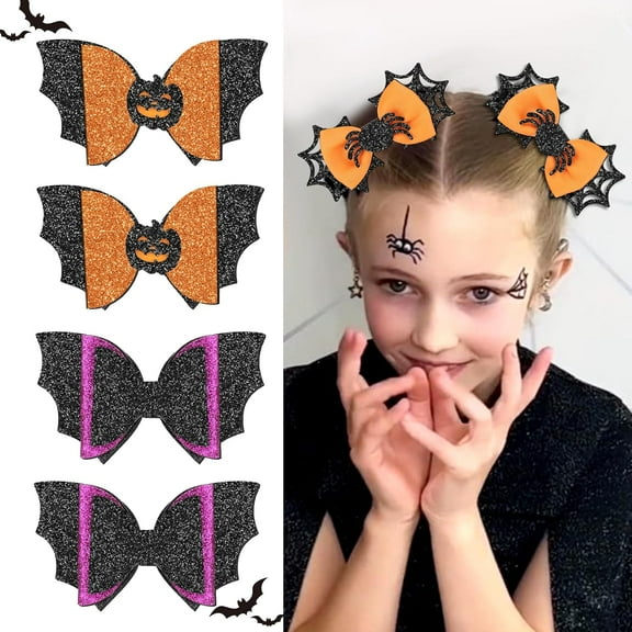 Halloween Hair Clips for Women Girls Adult Kids, 6PCS Halloween Bow Hair Accessories, Cute Halloween Hair Pins Gift, Halloween Hair Barrettes