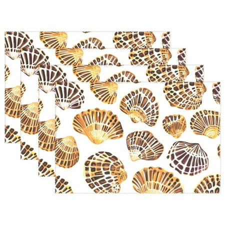 

Ryvnso Placemats Set of 4 Leopard Seashells Dining Mats Heat-Resistant Non-Slip Washable Table Mat