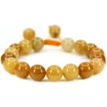 thumbnail image 1 of Angelstones Perles Rondes en Jade Jaune Multicolore 10mm Faites à la Main avec Pompons en Macramé Tressé Réglable Bracelets Chakra Reiki 7-9 Pouces Unisexe, 1 of 2
