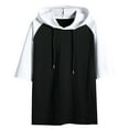 thumbnail image 3 of UVEASISHA Color Block Hoodie for Men Big and Tall Short Sleeve Cotton Drawstring Hooded T Shirt Summer Loose Casual Hoodies Black XL, 3 of 6