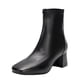 thumbnail image 1 of Botas cortas de tacón medio con punta cuadrada, estilo británico, moda otoño-invierno, botas cortas de tacón grueso para mujer, color negro 37, 1 of 5