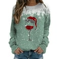 thumbnail image 1 of lcziwo 2024 Chandails de Noël Laids pour Femmes Drôles Mignons Verres de Vin Rouge Graphiques Hauts Manches Longues Col Rond Chandails Molletonnés Coupe Ample Chandails Confortables Liquidation Vert,TG, 1 of 4