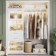 thumbnail image 6 of Homieasy Closet System, 100" x 39.2" Heavy Duty L-Shaped Closet Organizer System with Drawers & Cabinet, Corner Closet Organizer Unit, White, 6 of 7
