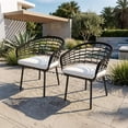 thumbnail image 6 of Nuu Garden Outdoor Patio Woven Rope Chairs with Adjustable Feet, 2.4" Thick Soft Cushions, All-Weather Powder-Coated Aluminum Frame, Black, 6 of 10