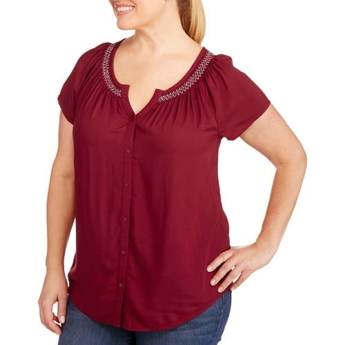 plus size short sleeve peasant tops