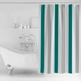 thumbnail image 4 of Small Stall Shower Curtain 36x78 Inch Narrow Half Size Teal Grey Striped Bath Curtains Bathroom Decor Geometric Vertical Stripes Minimalist Waterproof Fabric Shower Curtain Set with Hooks 36 Inch, 4 of 6