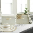 thumbnail image 3 of Household Essentials Square Storage Box With Lid, 15”x15”x10”, Canvas Sides With Sturdy Sides, Closet or Storage Room Organization, Includes Handle for Easy Access, Cream Linen, 3 of 7