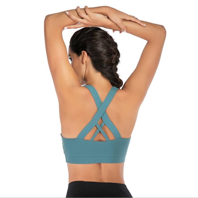 Sujetador deportivo para mujer, entrecruzado en la espalda, acolchado, con tiras, sujetador deportivo, soporte medio, sujetador de yoga con copas extraíbles Sailing Electrónica