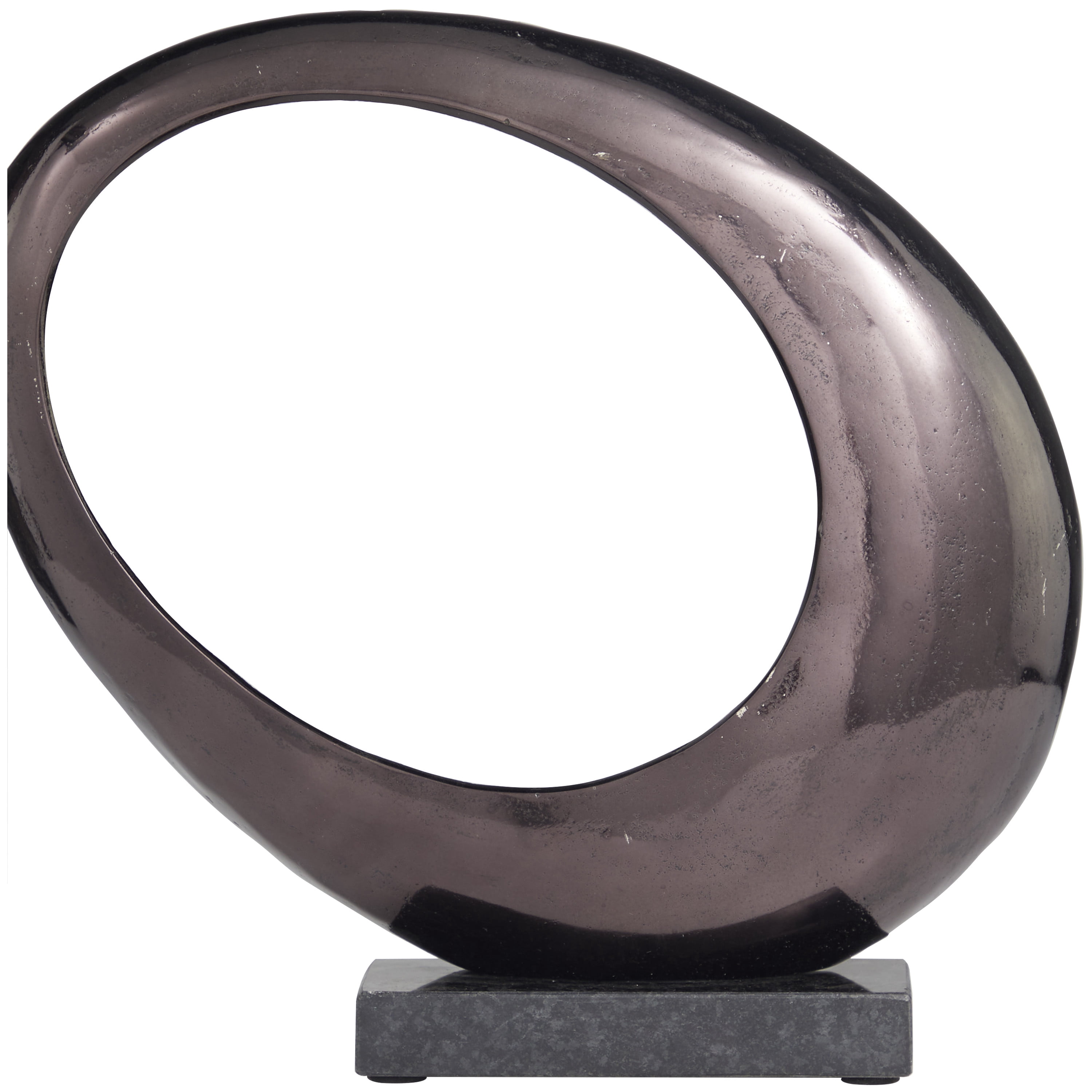 20", 13"H Dark Gray Aluminum Abstract Sculpture with Marble Base, by DecMode (2 Count)