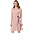 thumbnail image 1 of INSPIRE CHIC Robe Midi d'Été Sans Manches à Col en V pour Femme à Boutons devant Rose Poudré m, 1 of 5