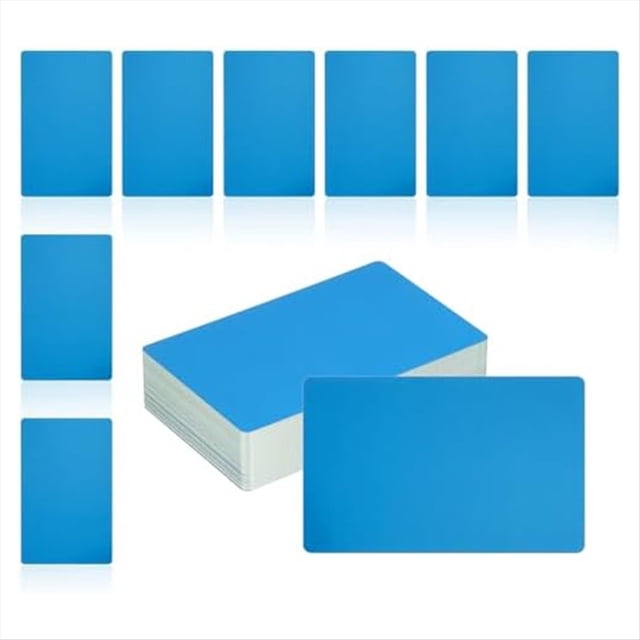 150 unidades de tarjetas de visita metálicas en blanco de aluminio de 1/64" de grosor para grabado láser, ideales para tarjetas de visita personalizadas (color azul).
