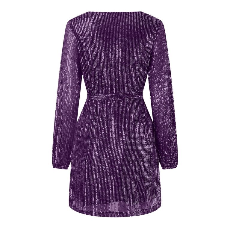 Gubotare Sequin Dress for Women Long Sleeve Crewneck Evening Dresses Silver Sparkly Mini Short Dress Party Prom formal Dress,Purple L - Walmart.com Gubotare Sequin Dress for Women Long Sleeve Crewneck Evening Dresses Silver Sparkly Mini Short Dress Party Prom formal Dress,Purple L - Walmart.com