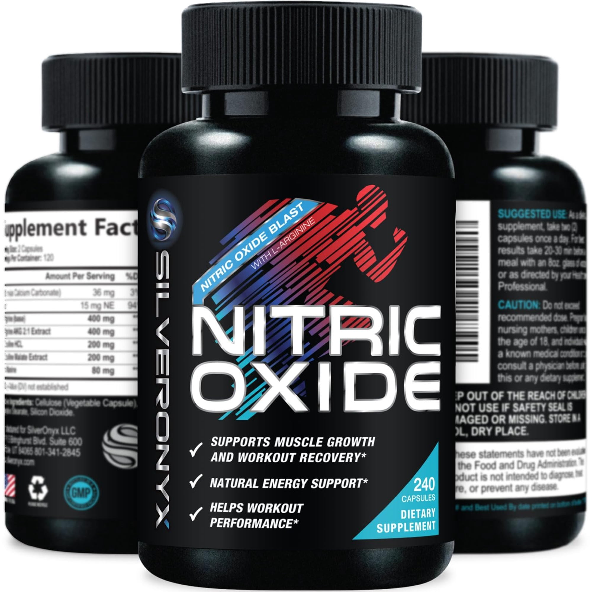 Extra Strength Nitric Oxide Booster - 3X Strength L-Arginine, Citrulline, & Beta Alanine - Premium Nitric Booster Natural Energy, Muscle & Heart Support, Bottled in USA for Men & Women - 240 Capsules