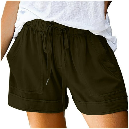 Womens Plus Size Shorts Boy Shorts Underwear for Women Casual Summer Beach Drawstring Womens Board Shorts with Pockets Loose Women s Shorts Dressy Plus Size Cute Vacation Trendy