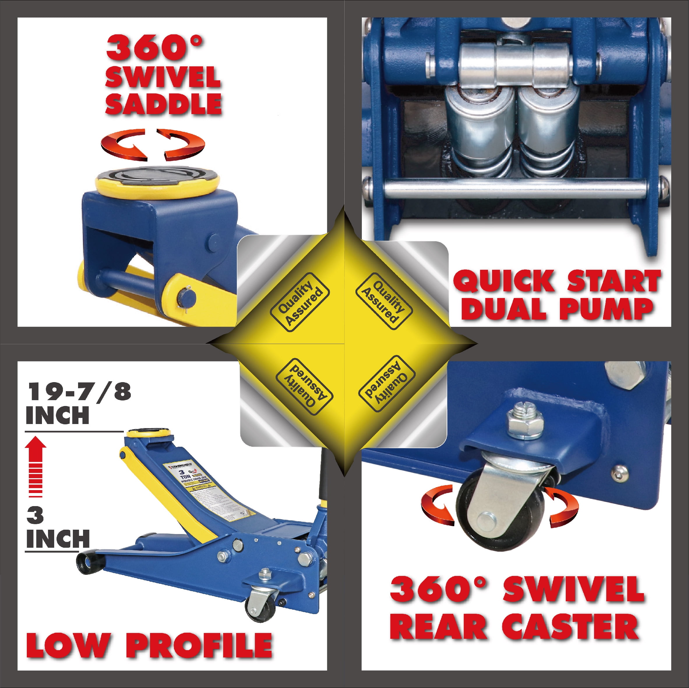 Stronghold 3 Ton Low Profile Dual Pump Service Jack TH33013