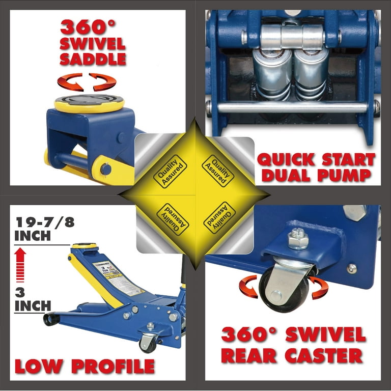 Stronghold 3 Ton Low Profile Dual Pump Service Jack TH33013