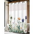 thumbnail image 4 of Spring Summer Floral No Hook Shower Curtain Waterproof, Bathroom Curtains with Snap in Liners and See Through Top Window, Farmhouse Botanical Flowers Hotel Style Bathtub Curtains Shower 60"Wx72"L, 4 of 8