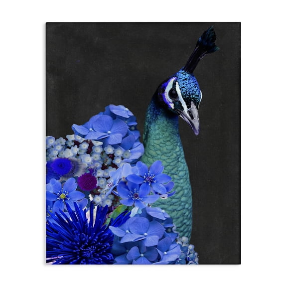 Stupell Industries Bohemian Peacock with Blue Flowers Canvas Art, 16 x 20, by Alicia Longley