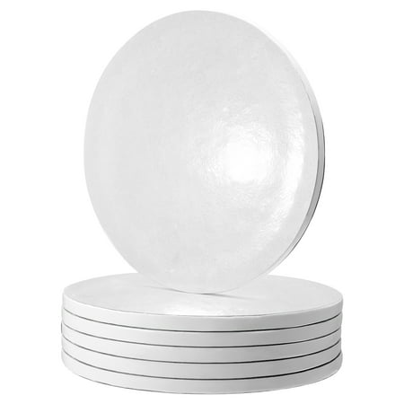 Bocaoying 6 Pack Cake Boards Drums Round, 9.84 Inch Round Circle Cardboard Base, 0.47" Thick for Heavy Or Multi-Tiered Cakes, Disposable Food-Grade Cake Plate for Cake Decorating Baking