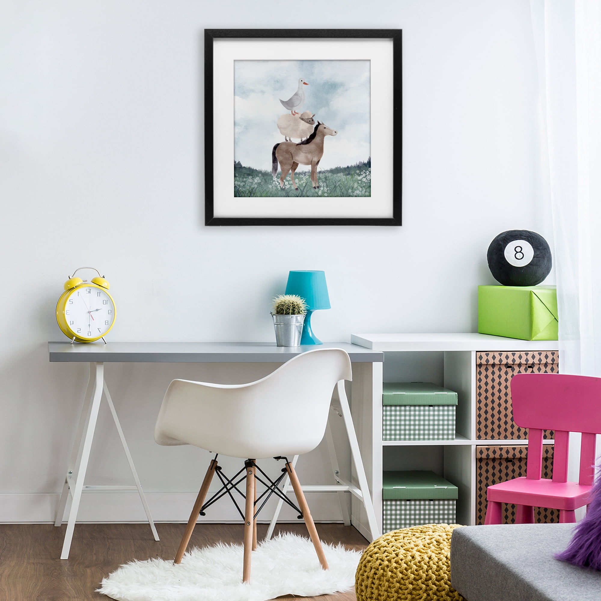 Stupell Industries Muted Blue Sky Farm Black Framed Print Under Glass, design by Kim Allen