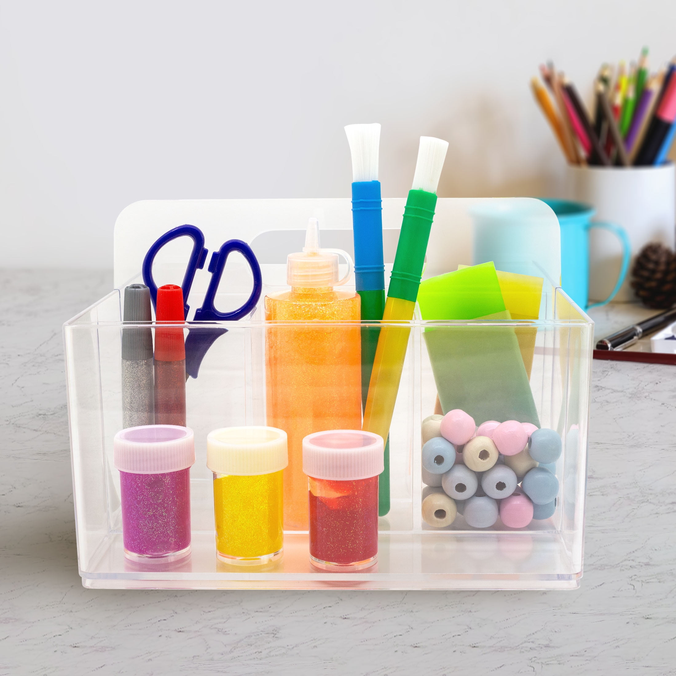 Swissco Portable Storage Caddy Organizer Caddy for Arts and Crafts, School Supplies, 8 Sections, Clear