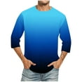 thumbnail image 4 of Jessboyy Mens 3/4 Sleeve Baseball Shirts Casual Gradient Graphic Tees Big and Tall Crewneck Spring Summer Beach Tshirt Going Out Tops Sky Blue L, 4 of 5