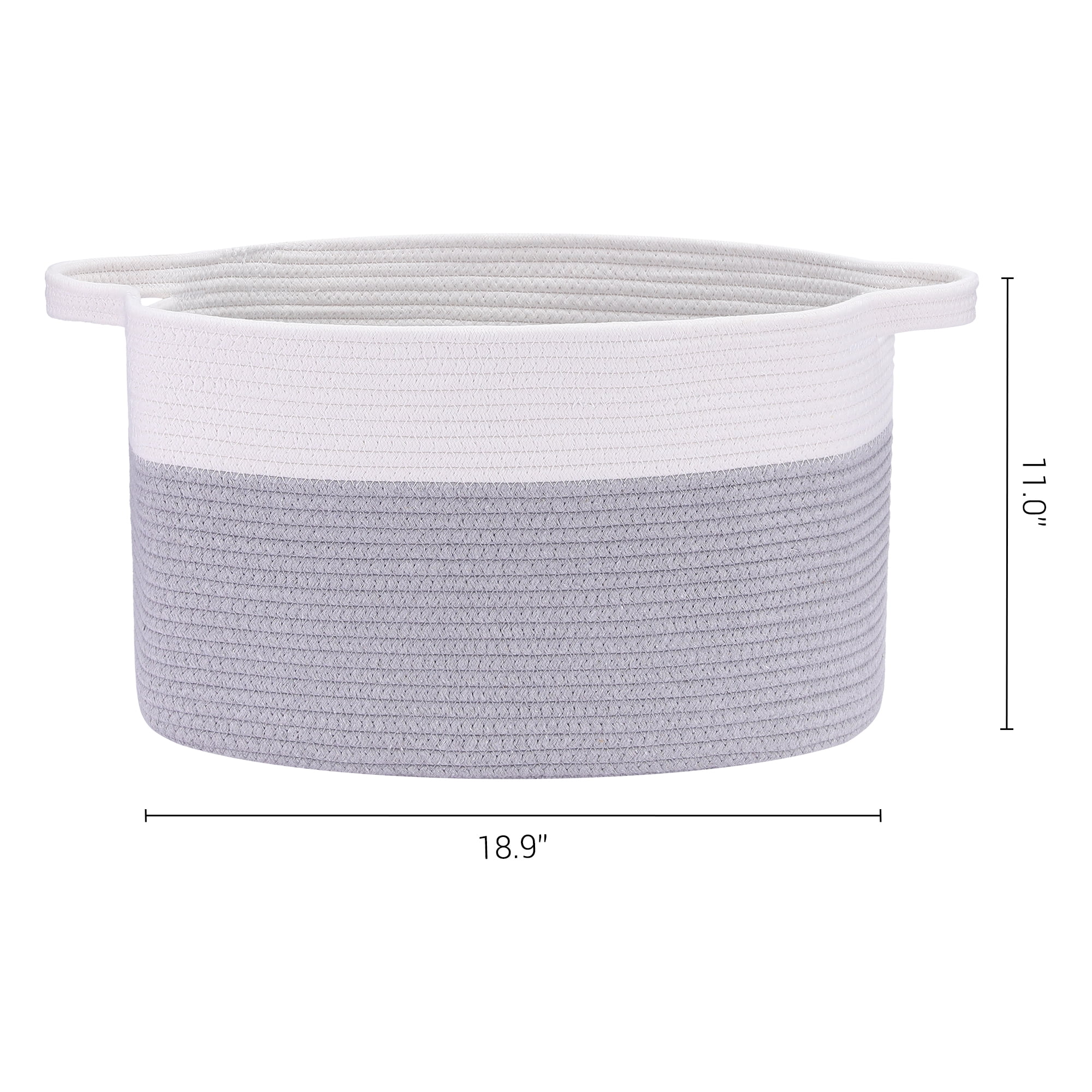 Unique Bargains Woven Storage Basket with Handle Shelf Storage Bin for Home White Grey