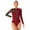 Burgundy, variant on DPOIS Womens Sheer Mesh Long Sleeve Gymnastics Leotards Bodysuit Navy Blue XL