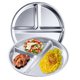 thumbnail image 1 of Plato de acero inoxidable para niños pequeños con ventosa, platos divididos de 23 cm con fundas de silicona extraíbles, juego de 2 platos irrompibles para refrigerios de bebé, 1 of 5