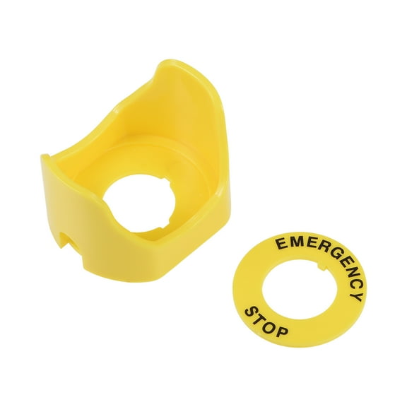 Uxcell 22mm Plastic Two Feet Push Switch Button Protective Cover With Warning Circle Yellow