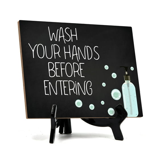 Signs ByLITA Wash Your Hands Before Entering, Hygiene Sign, 6" x 8" (Black)