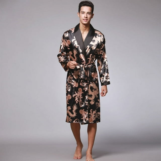 Ropa de dormir de seda, ropa de dormir de seda helada para hombres, ropa de dormir de manga larga para hombres, batas de baño, ropa para el hogar