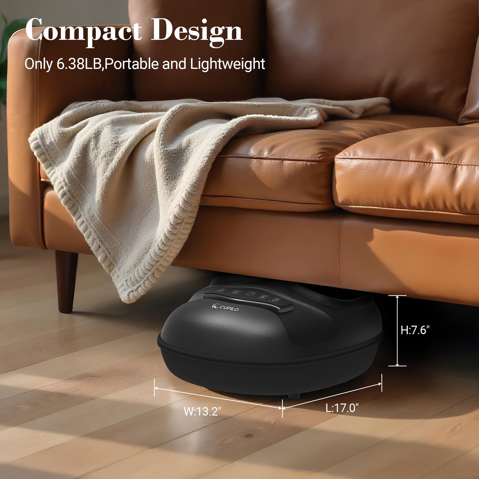 Cupilo Foot Massager with Heat & Remote Control, Shiatsu Feet Massager Machine, 5 Deep Kneading Therapy for Plantar Fasciitis, Neuropathy, Blood Circulation, Gifts for Women Men 13"