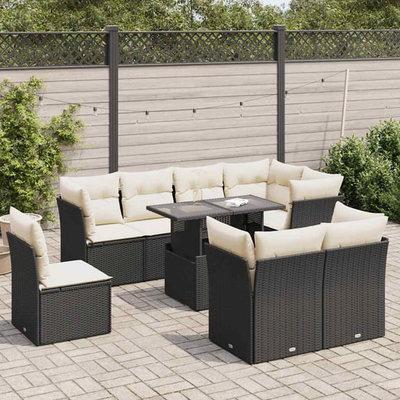 vidaXL Garden Sofa Set Black