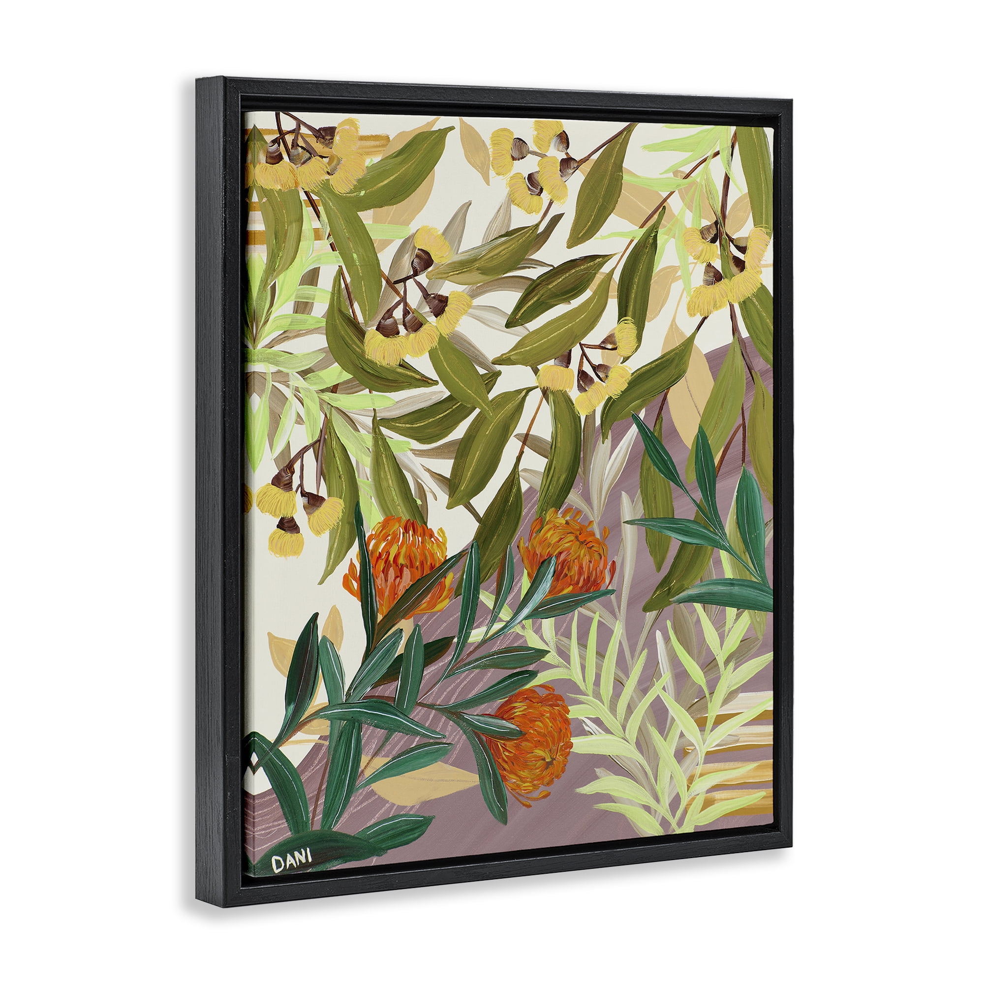 Stupell Industries Walk With Me Florals Black Framed Floater Canvas Wall Art, design by Dani Heyward