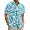 thumbnail image 3 of Yteetum Men's T ShirtsHawaiian Floral Print T Shirts Casual Button Down Short Sleeve Lapel Beach Summer T-Shirts, 3 of 7