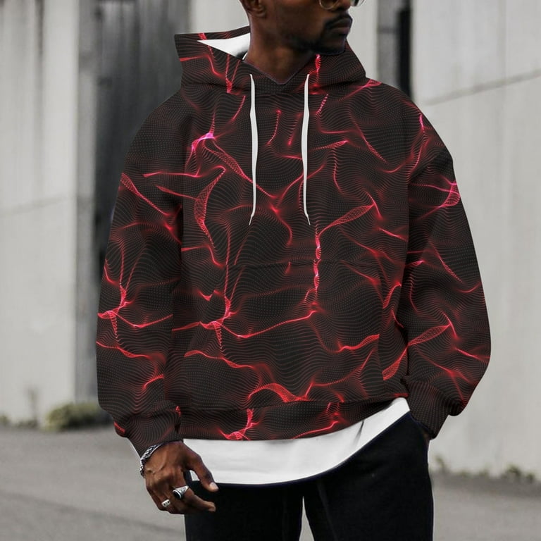 Male Casual Gradient Print Hoodies Drawstring Long Sleeve Pocket Hooded Blouse Men Sweat Shirt Mens Fashion Sweatshirt Hooded Zip Sweatshirt Men Bulk