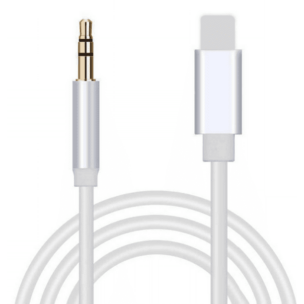 Cable auxiliar para coche, adaptador de cable de audio estéreo auxiliar de 0.138 in compatible con estéreo de coche, altavoz, auriculares, -3,3 pies (blanco)